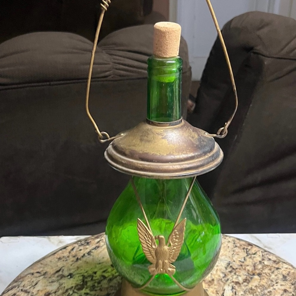 Mid-Century • Musical • Green • Glass W/ Copper Bottle - Picture 3 of 11